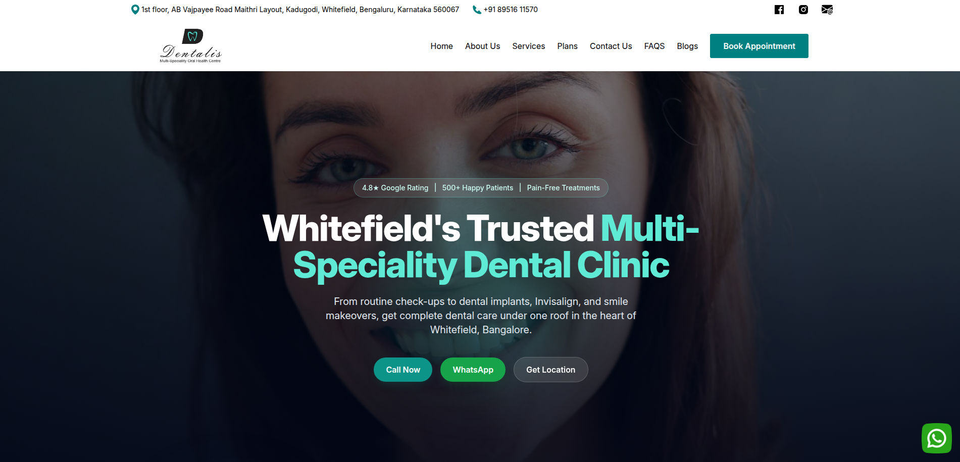 Website Screenshot of Dentalis - Dental Clinic in Whiteifield