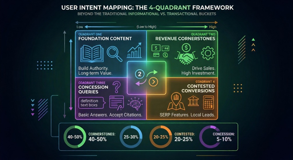 Read more about the article User Intent Mapping: The 4-Quadrant Framework for Keyword Classification Beyond Informational vs. Transactional